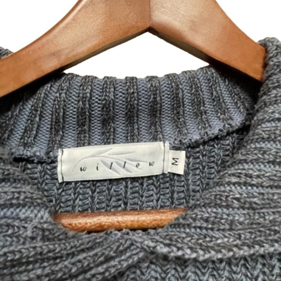 Willow Sweater Chunky Blue Mock Neck One Button Women’s Size Medium - Picture 3 of 9